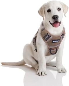 Funfox No Pull Dog Harness Medium Breed, Tactical Dog Vest for Walking with Reflective Strips, Military Service Adjustable Pet Harness Front Clip Easy Control Brown M Size