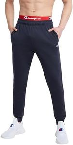 Champion Men's Joggers, Powerblend, Fleece Joggers, Comfortable Sweatpants for Men (Reg. Or Big & Tall), Navy C Patch Logo, Small