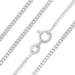 Aeon Jewellery 925 Sterling Silver Necklace - 1mm Diamond Cut Curb Chain Necklace | 16" Chain | Polishing Cloth & Pouch Bag Included