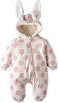 Simplee kids Unisex Baby Hooded Winter Outerwear Snowsuit Newborn Infant Warm Fleece Jumpsuit Romper for Toddler 6 Months (Pink Dots)