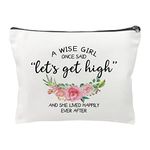 Inspirational Makeup Cosmetic Bags - Let's Get High - Funny Cotton Zipper Pouch Travel Bag Toiletry Make-Up Case for Women Stoner Friend Sister Bestie Birthday Gifts