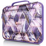 SURITCH Laptop Case, 13-13.3 Inch Laptop Sleeve Protective Bag, Pink Floral Slim Briefcase Waterproof Notebook Computer Carrying Case Cover Handbag for Women-Rose Marble