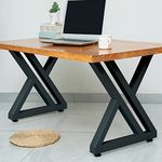 LBSLMJB 28 Inch High Triangular Shaped Metal Table Legs, Modern Cast Iron Welded Desk Legs, Metal Home DIY Project for Nightstand, Coffee Table, Desk, etc. with Adjustable Floor Protector, Black 2PCS