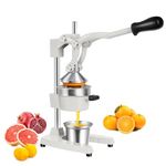 TONGCHANT Cast Iron Orange Juice Squeezer of 15-Inch Tall and 5-Inch Diameter Funnel,Sturdy Heavy Duty Manual Juicer & Lemon Press Squeezer,Easy-to-Clean Stainless Steel Juicer Hand Press,White