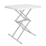 Explore Land Height Adjustable Folding Laptop TV Tray Side Table (White)