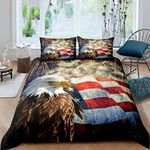 Erosebridal American Flag Comforter Cover Eagle Room Decorative Duvet Cover Firework Bedding Set Wildlife Soft Microfiber Breathable Quilt Cover 1 Duvet Cover with 2 Pillow Cases Queen Size