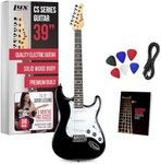 LyxPro CS 39” Electric Guitar Kit for Beginner, Intermediate & Pro Players with Guitar, Amp Cable, 6 Picks & Learner’s Guide | Solid Wood Body, Volume/Tone Controls, 5-Way Pickup - Black