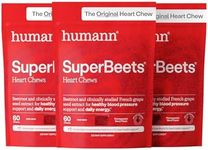 Humann SuperBeets Heart Chews, Beet Root Powder Support Energy Supplement, Nitric Oxide and Blood Pressure Support, Grape Seed Extract & Non-GMO, Heart Health, Pomegranate Berry Flavor, 180 Count