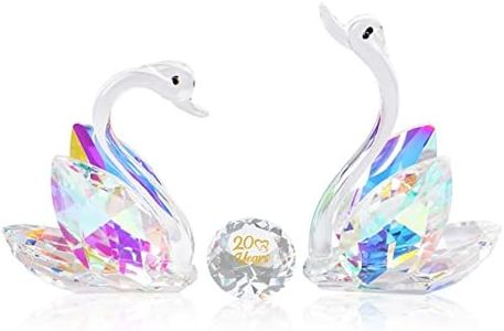 YWHL 20th Wedding Anniversary Swan Gifts for Wife, 20 Years Anniversary for Couples, Crystal Swan Figurine Decoration with 20 Years of Love Diamond, Valentines Day Present Romantic Gifts Birthday Gift