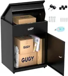 GUGY Package Delivery Boxes for Outside, Anti-Theft Parcel Drop Box with Lock, 22.8"x17.3"x13.7" Secure Package Lock Box with Galvanized Steel, IPX3 Waterproof for Porch, Courtyard, Home, Black