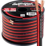 Install Link 16 AWG Gauge Speaker Wire Cable (30 Feet) Stereo, Car or Home Theater, CCA