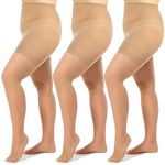 WAJIAFAR 3 Pack Women's Sheer Plus Size Tights with Support and Reinforced Toes Pantyhose… (as8, alpha, xx_l, regular, regular, Nude)