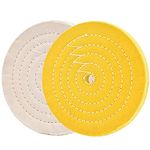 Obluesky Buffing Polishing Wheel 8"(200mm) x 5/8"(16mm) Arbor White(70 Ply) Yellow(42 Ply) for Bench Grinder Buffer Polisher -2pack
