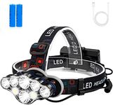 Cadinacy Head Torch, 8 LED Super Bright USB Rechargeable Headlamp Waterproof 8 Modes Headlight with Red Lights Comfortable Adjustble Headtorch for Camping Fishing, Car Repair, Running, Outdoor