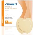 Ourmed Sacrum Silicone Foam Dressing with Border - Sacral Wound Dressing Adhesive for Wound Care, Waterproof Absorbent Bandages for Sacral Ulcer, Pressure Ulcer, 7" x 7", 5 Pack, FSA HSA Eligible