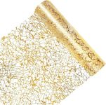 Metallic Gold Table Runner, 49 Feet x 11 Inch Glitter Thin Mesh Table Cloth Party Decoration for Valentine's Day, Baby Shower, Weddings, Birthday Party and Christmas (D-PT-Marble Pattern)