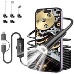 Ferdiiz Endoscope Inspection Camera, 1920P HD Borescope Camera, 16.4ft Semi-Rigid Snake Endoscope with 8 Adjustable LED Lights, IP67 Waterproof Drain Pipe Borescope Gadgets Tool for iOS9+ Android 6+