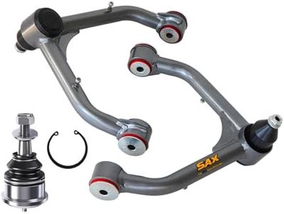 Front Upper Control Arms compatible with 1999-2006 Chevy Silverado GMC Sierra 1500, 2000-2006 Suburban 1500 & Tahoe, Yukon XL 1500, and GMC Yukon; 2-4" Lift Silver Tubular Arms with PU Bushings