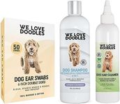 We Love Doodles 4-in-1 Shampoo (Lavender) & Dog Ear Cleaner & Long Cotton Ear Swabs Bundle - 4-in-1 Shampoo & Ear Wash & Double Sided Qtips for Dogs Kit - Prevents Infection - Made in USA