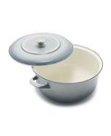 Merten & Storck European Crafted Enameled Iron, Round 7QT Dutch Oven Casserole with Lid, Galaxy Grey