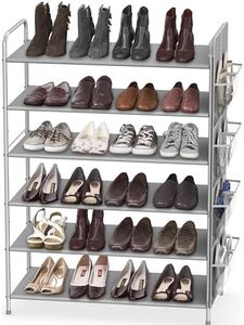 SimpleHouseware 6-Tier Shoe Rack Storage Organiser with 8 Hanging Pockets for Closet and Entryway, Grey