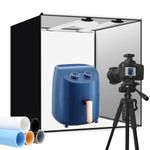 Professional Photo Light Box, Heorryn 24x24x24 Portable Photo Studio Box Folding Shooting Tent Kit with Brightness Dimmable LED Lights & 5 Backdrops for Jewellery, Food, Shoes Photography etc