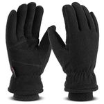 OZERO Winter Warm Gloves: Windproof Waterproof Thermal Running Gloves Ski Gloves Deerskin Suede Palm Soft Polar Fleece Lined for Running Cycling Skiing Hiking Driving Snowboarding (Black S)