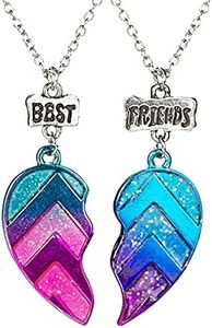 MenYiYDS Paquete de 2 collares BFF, collar de amistad, mejores amigos para niñas, regalos de cumpleaños, cadena colgante, regalos (morado y azul)