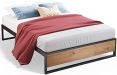 Zinus 35cm Queen Bed Base | Suzanne Industrial Frame Strong Black Metal Pine, Timber Wood Wooden | Good Design Award Winner, Easy Assembly, Superior Long Lasting Support