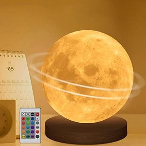 Moon Lamp, Rotating Moon Night Light 5.9 inch 3D Printing LED Galaxy Light 16 Colors with Stand & Remote & Touch Control, Attivolife USB Chargeable Galaxy Lamp, Birthday Gifts for Kids Babay Friends