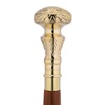 Ajuny Walking Sticks for Men Women Seniors Wooden Canes with Detachable Brass Round Flower Handle Golden Finish Decorative Cane Gifts 36 Inch