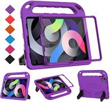 BMOUO Kids Case for iPad Air 5th Generation 2022/iPad Air 4th Generation 2020/Pro 11, iPad Air 5/4 Case, Built in Screen Protector,Shockproof Handle Stand Case for iPad Air 5th/4th Gen 10.9”, Purple