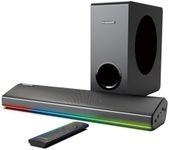 TAGWOOD Sound Bar with Subwoofer, 2.1 RGB Light Gaming Soundbar Speaker, Bluetooth, HDMI ARC, AUX, Deep Bass, Sync Lighting to Music and Games, for TV, PC and Party