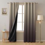 SPACES DRAPE STORY Ombre Design Heavy Satin Curtains with Blackout Lining - Set of 2 | 99% Light Blocking | 8ft Premium Long Door Curtain |Beige & Coffee