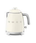 Smeg 0.8L Electric Kettle 1400W, Original Italian Brand, Highest Food Grade Stainless Steel Full Body, Soft Lid Opening System, Luxury 50's Style (Cream)
