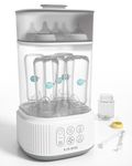 Baby Bottle Sterilizer | Esterilizador de Biberones, HAUTURE Compact Bottle Sanitizer, One Button Control Fast Sterilizer Electric Steam Bottle Sterilizer for Baby Bottles, Pacifiers, Pump Accessories (WhiteWhite)