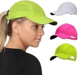 TrailHeads Women's Race Day Performance Running Cap, Lightweight & Quick Drying Mesh Sports Hat with Reflective Trim, Adjustable Fit - White-Cool Green-Pink Punch 3-pk