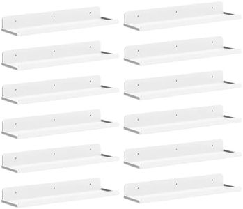 Lifewit Floating Shelves for Bathroom 15", Over-The-Toilet Storage Rack, Acrylic Wall Organizer for Book/Figures/Photo/Makeup, Display Shelf for Living Room Decor, Bedroom, Kitchen, White, 12 Pack