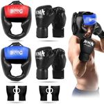 Boxing Headgear, Boxing Head Gear Training Sparring Safety Head Guard with Gloves, Boxing Protective Gear for MMA, Kickboxing, Muay Thai, Boxing for Adult Men Women