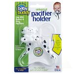 Baby Buddy Universal Pacifier Holder Clip - Snaps to Paci or Attach with Universal-Fit Silicone Ring - Pacifier Clip for Babies 4+ Months/Toddler Boys & Girls, Blue with White Stitch