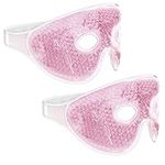 Navaris Set of 2 Gel Eye Masks - 2X Reusable Eye Masks for Hot/Cold Use - Pink