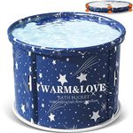 Portable Foldable Bathtub for Adults, Soaking Bathtub for Hot Bath and Ice Bath, Bathroom Freestanding Bathtubs for Shower (Starry Blue, Small-70cm*65cm)