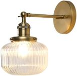 Permo 1-Light Industrial Wall Sconce Striped Glass Lampshade Wall Lamp Bathroom Vanity Mirror Lighting Fixtures (Antique)