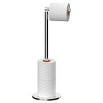 Toilet Roll Holder Free Standing Toilet Paper Holder Stand with Reserve, Stainless Steel Anti Rust Freestanding Toilet Tissue Roll Dispenser Holds 3-4 Paper Rolls, Bathroom Storage (Silver A)