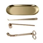 MUXSAM 4pcs Candle Accessory Set Includes Candle Snuffer,Candle Wick Trimmer,Candle Tray & Candle Core Hook - Candle Care kit -Candle Stainless Tools Pack Gold