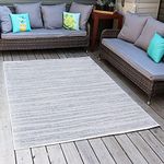 Sunnydaze Artistic Storms 5 x 7 Foot Weather-Resistant Indoor or Outdoor Area Rug - Iced Silver (5' 3" x 7' 3")