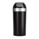 Umbra Venti 16.5-Gallon(11-20 Gallons) Swing Top Kitchen Trash Can – Large, 35-inch Tall Garbage Can for Indoor, Outdoor or Commercial Use, Black/Nickel