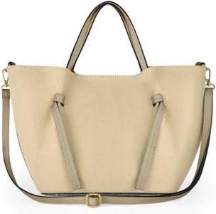 TAKEASY Italian Genuine Suede Tote Bag for Women with Detachable Strap | Structured Top-Handle Purse with Interior Pouch (Greige)