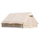 Inflatable Glamping Tent Canvas Bell Tent 2-8 Person Large Tent Easy Setup Waterproof Breathable Outdoor Oxford Canvas Tents 4-Season for Family Camping Hiking
