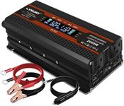 LVYUAN 1000W/2000W(Surge) Car Power Inverter 12V to 110V AC Converter with LCD Display Dual AC Outlets and Dual USB Car Charger Adapter for Car Home Truck